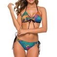 thumbnail image 1 of Color Block Print Bikini Set Sexy Green Triangle Bikini Swimsuit Surfing Custom Swimwear Two-Piece Stylish Bathing Suit, 1 of 5