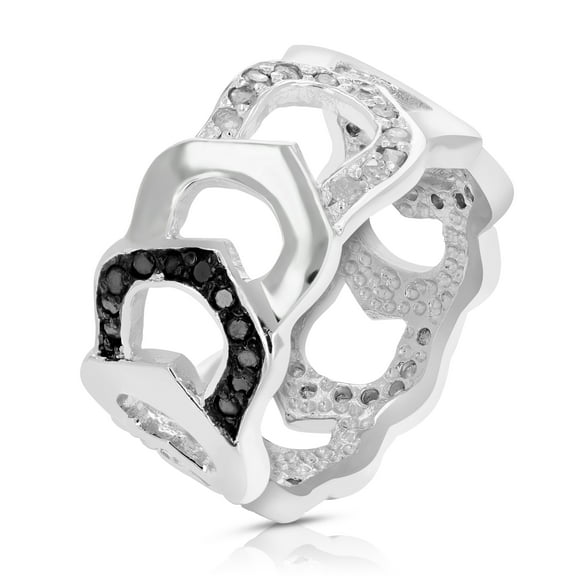 Vir Jewels 3/4 CTTW Black and White Diamond Ring .925 Sterling Silver with Rhodium Size 7 Female Adult