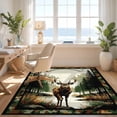 thumbnail image 3 of Design&I 6'x9' Washable Area Rug Hunting Camo Motif Print Forest Tracks Woodland Antler Border for Living Room, Family Indoor, Oversized Skid-Resistant, 3 of 7
