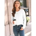 thumbnail image 4 of Womens Long Sleeve Tops Loose Fit Fall Cute Thick T Shirts Winter Cruise Outfits Trendy Clothes White L, 4 of 7