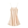 thumbnail image 4 of Blmnix Womens Dresses Slip Dress Satin Dress House Dress Dress Sleeveless V-Neck Mini Beige Wrinkle-Resistant Women's Casual Dresses,S, 4 of 6