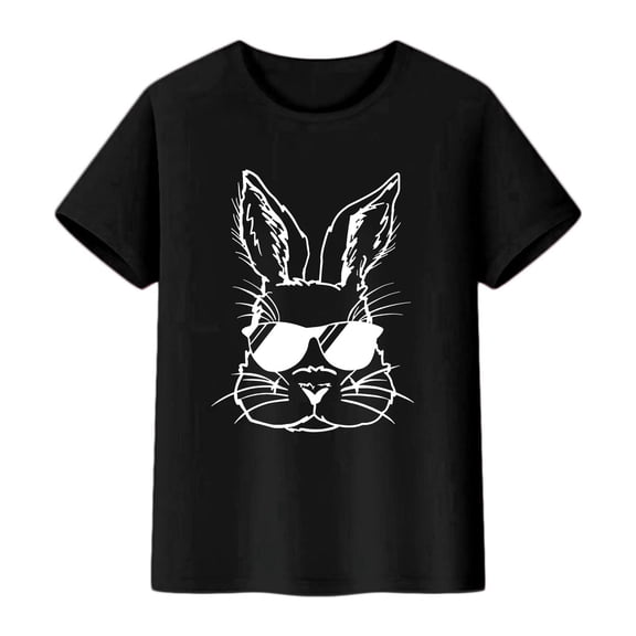 MDUKONU Kids Easter Shirt Short Sleeve Tee Tops Easter Toddler Girls Boys Graphic Tee Black 2-3 Years