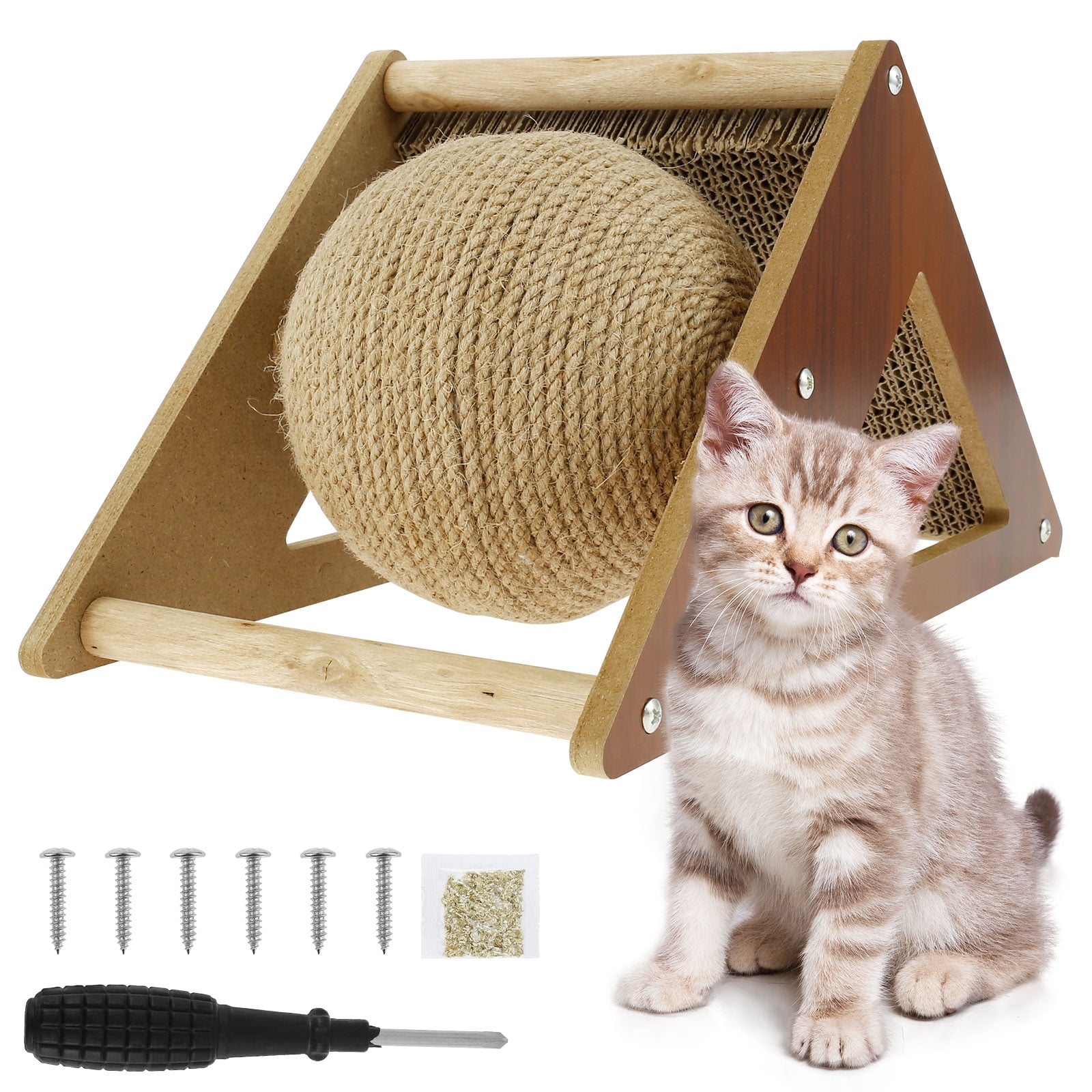 MLfire Cat Scratcher Toy Cat Scratching Ball Toy Natural Sisal Scratcher Ball Spinning Cat Ball
