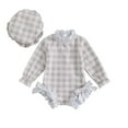 thumbnail image 4 of Rhuody Girls Swimsuit 6-12 Months Long Sleeve Swimsuit Romper With Hat Bathing Suit Beach Rash Guard Relax Fit Beach Wear Khaki, 4 of 4