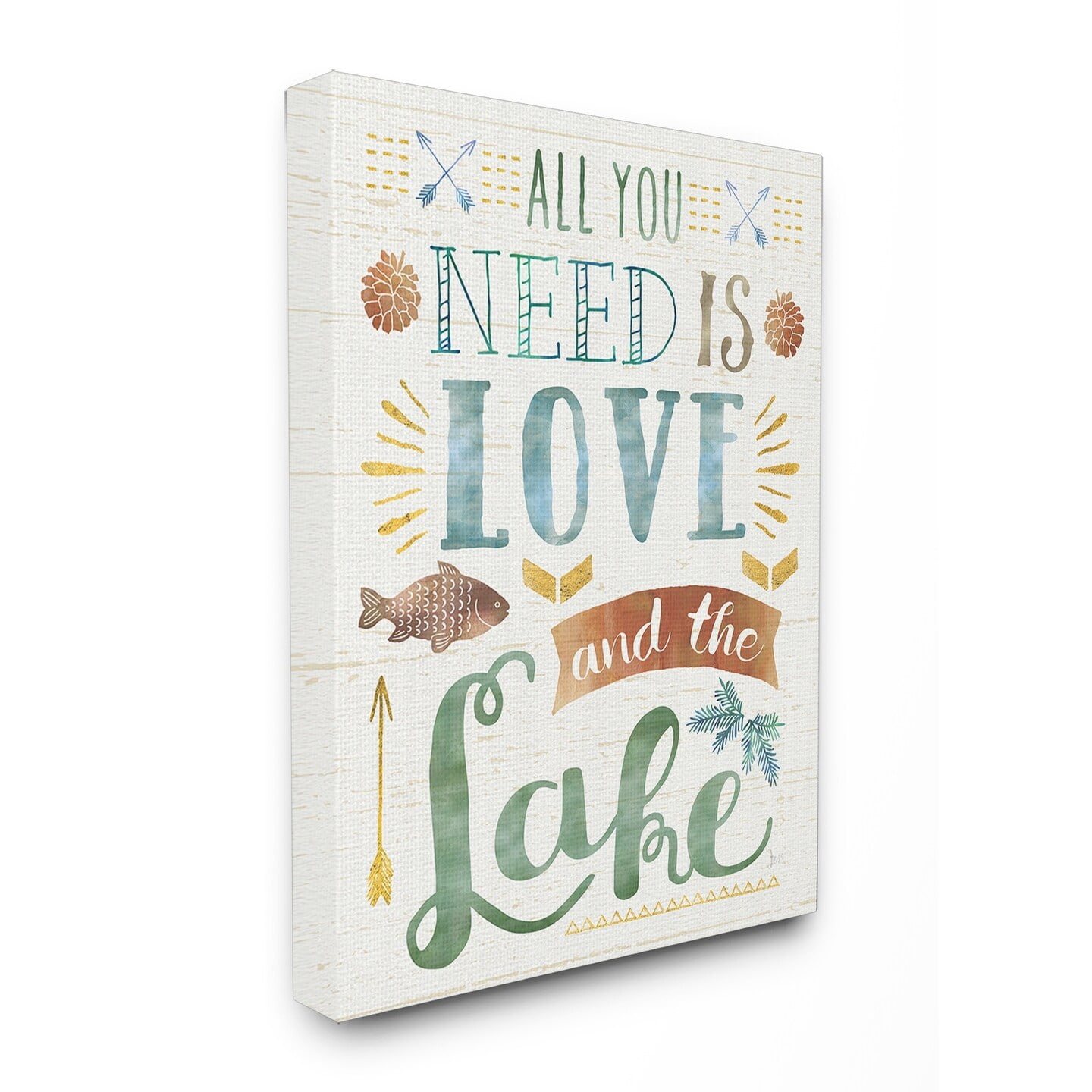 Stupell All You Need is Love and The Lake Stretched Canvas Wall Art 16 x 20
