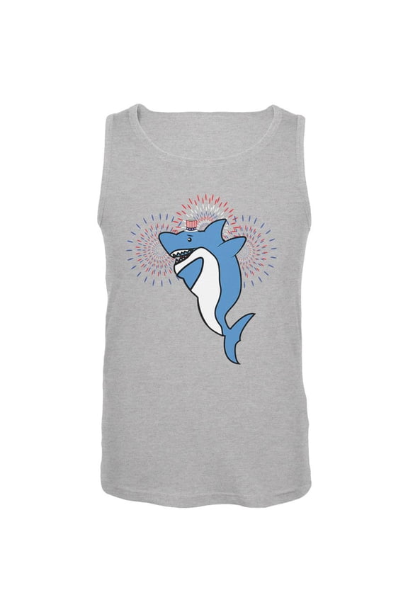 4th Of July Dabbing Shark Fireworks Mens Tank Top Heather 2XL