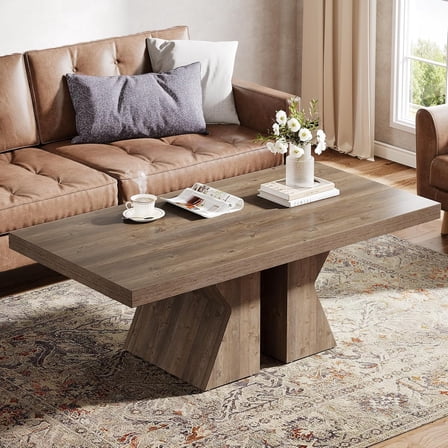 Tribesigns 47-Inch Rectangular Coffee Table with Thick Wooden Base