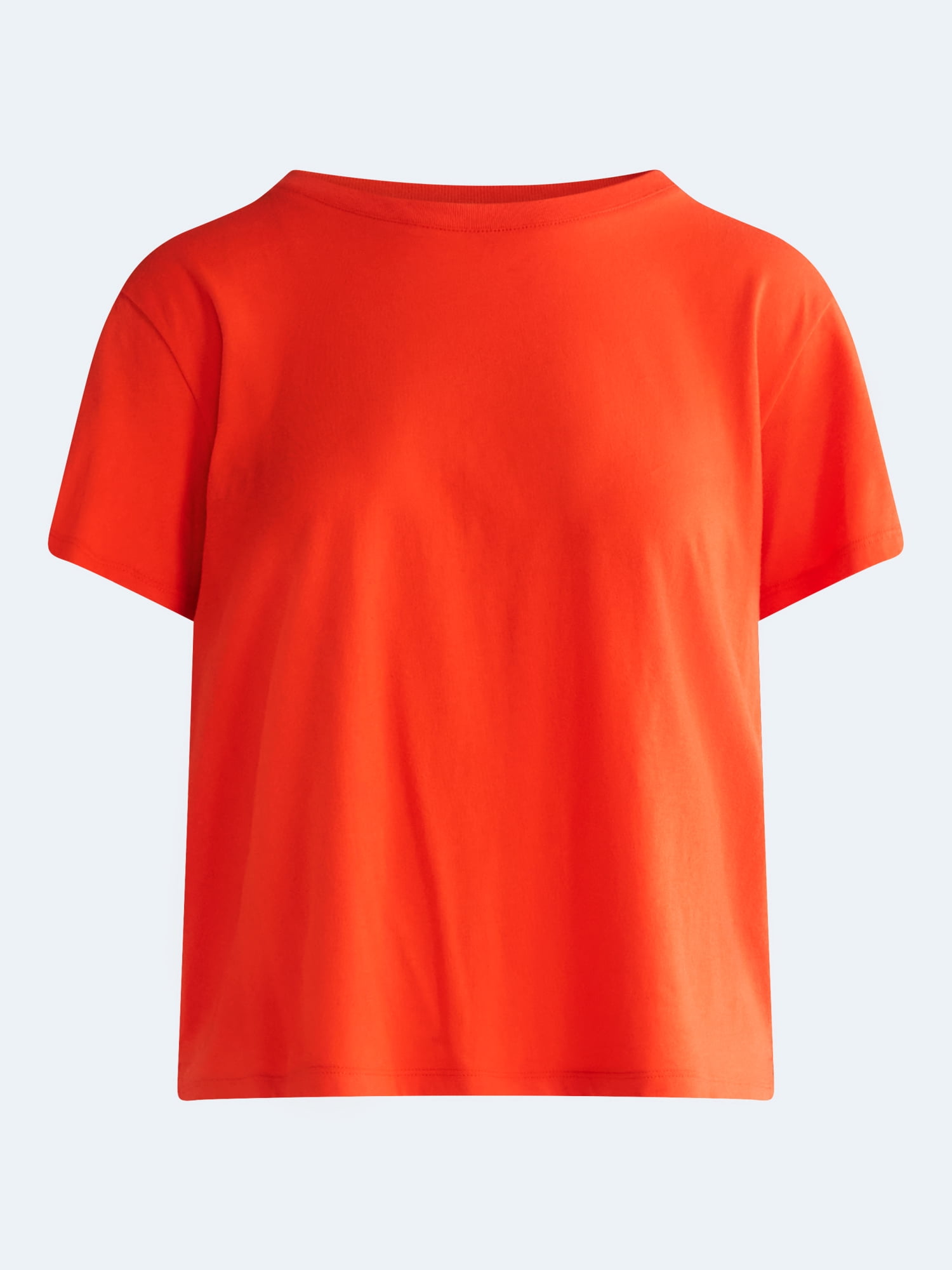 Free Assembly Women's and Women's Plus Cotton Cropped Boxy Tee with Short Sleeves, Sizes XS-4X