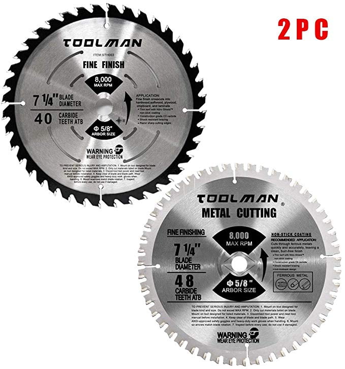 Toolman Circular Saw Blade Universal Fit 4" 1/2" 60T For Metal Aluminum Steel 