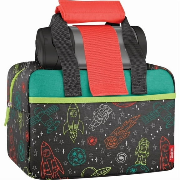 Thermos® Outer Space Insulated Lunch Kit, 6-3/16"H x 9-1/4"W x 5"D, Black/Gray