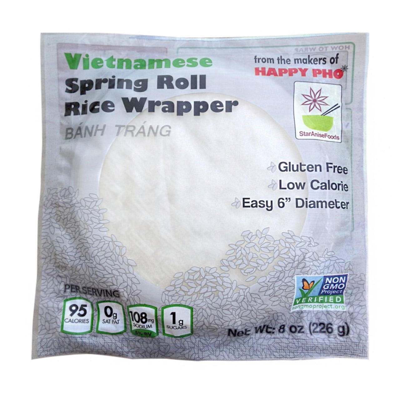 (3 pack) Star Anise Foods, Vietnamese White Rice Spring Roll Wrapper, Gluten Free Non GMO, 8oz