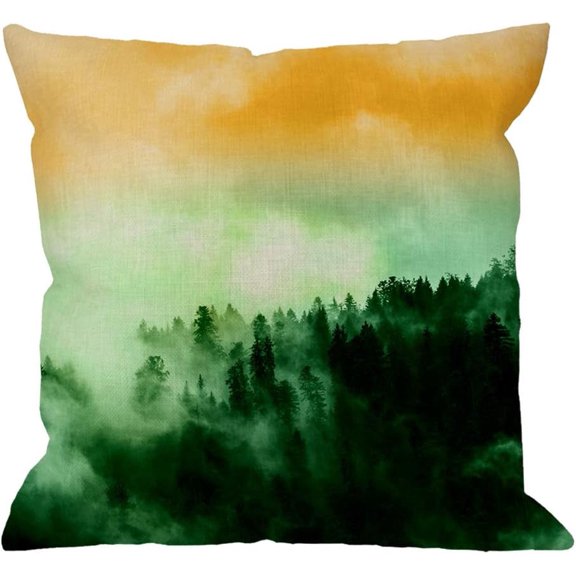 Throw Pillow Cushion Cover,Abstract Cotton Linen Cushion Covers Home Decorative Throw Pillowcases 18x18inch,Green,Yellow