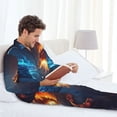 thumbnail image 5 of KLL Red And Blue Fire Dragon C Sleepwear Mens Flannel Pajamas,Long Cotton Pj Set, 5 of 7