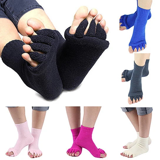 Aibearty 2 Pairs Yoga Sport Gym Five Toe Separator Socks Foot Alignment Pain Massage Socks,Prevent Foot Cramps 