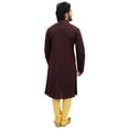 thumbnail image 4 of Atasi Men's Party Wear Linen Kurta Pyjama Set Brown Ethnic Shirt-Small, 4 of 7