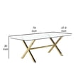 thumbnail image 5 of Tia 79 Inch Dining Table, Rectangular Tempered Glass Top, Gold, Clear, 5 of 6