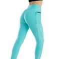 thumbnail image 3 of Huresd Workout Leggings for Women High Waist Compression -Pocket No See Through Tummy Control Cycling Workout Yoga Pants Mint Green L, 3 of 6