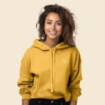 thumbnail image 3 of Dalix Be Kind Embroidered Fleece Cropped Hoodie Cold Fall Winter Women in Heather Mustard S Small, 3 of 5