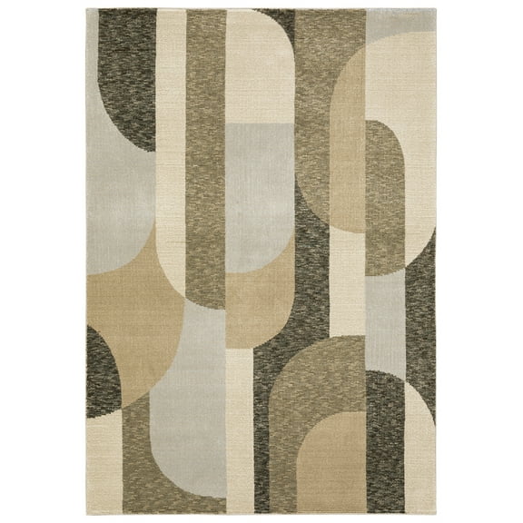 Moretti Court Area Rug STR02 Brown Curves Angular 8' 6" x 11' 7" Rectangle