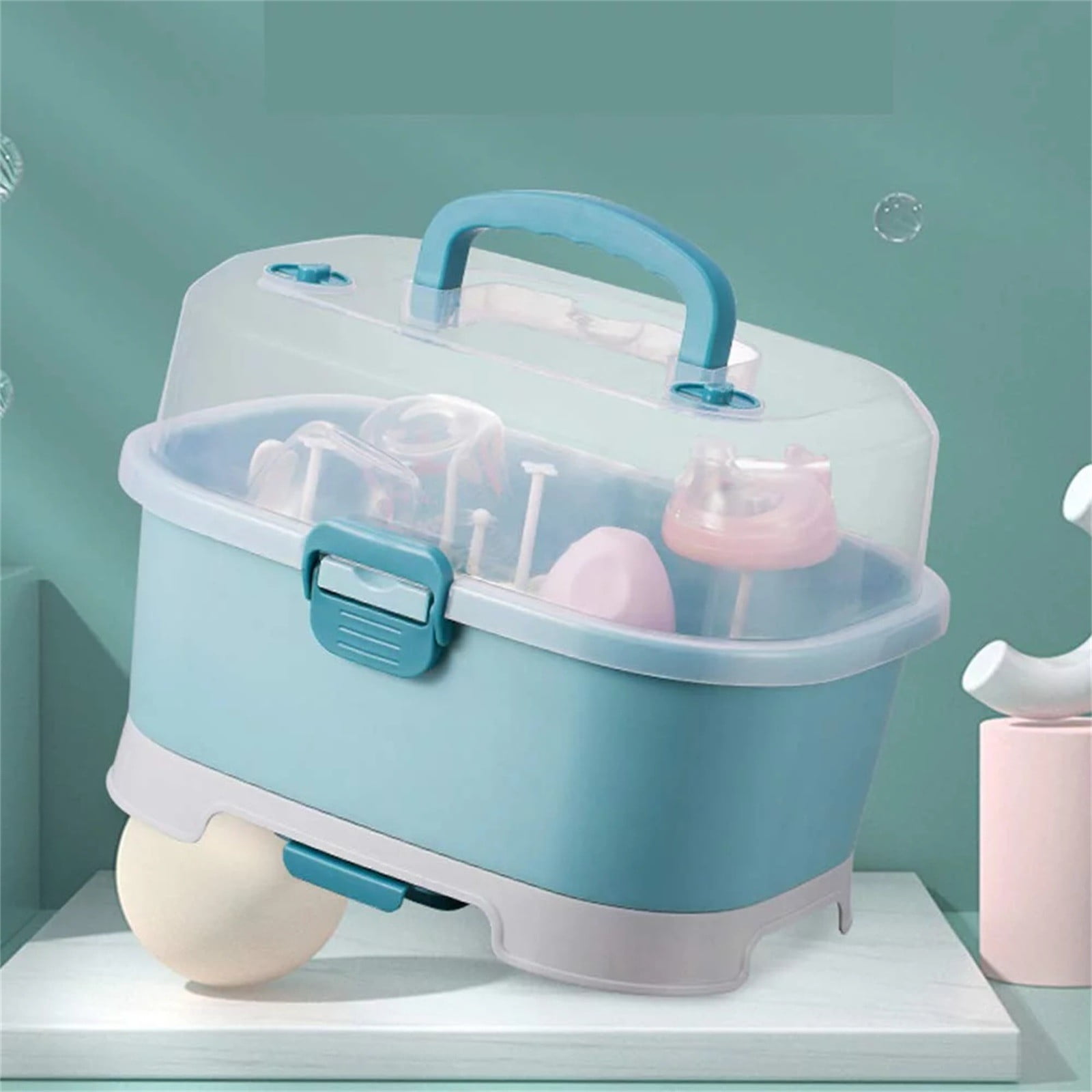Airtight Storage Containers,Baby Bottle Drying Rack Storage Large Bottle Storage BoxOrganizer With Cover Portable Kitchen Cabinet Organizer