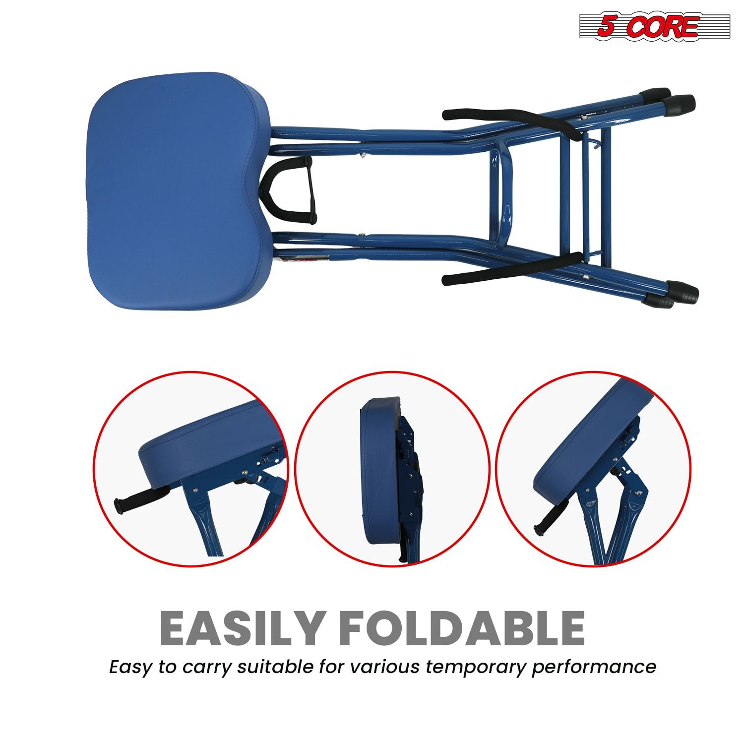 Guitar Stool with Built-in Neck Rest & Foot Rest, Foldable Padded Chair 3.15" Seat Heavy Duty 350 lb Capacity