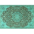 thumbnail image 1 of Ahgly Company Machine Washable Indoor Rectangle Medallion Turquoise Blue Traditional Area Rugs, 5' x 7', 1 of 4