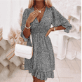 thumbnail image 4 of Jersey de comercio europeo americano transfronterizo de verano, vestido de longitud media, mangas con estampado bohemio, falda de flores fragmentadas para mujer, 4 of 4