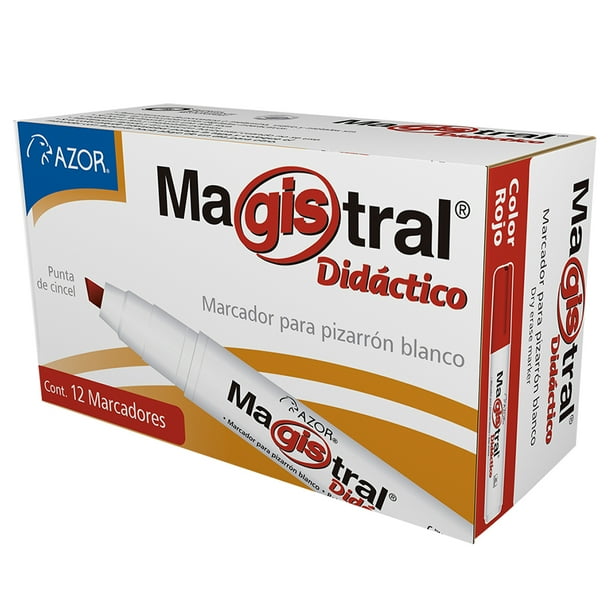 Marcador Didáctico MAGISTRAL para Pizarrón Color Rojo 12 Piezas