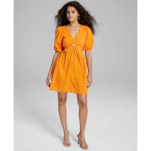 Now This Womens Keyhole Cotton Mini Dress Mango L