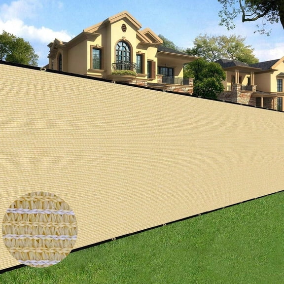 6 feet x 50 feet Privacy Screen Fence Heavy Duty Fencing Mesh Shade Net Cover for Wall Garden Yard Backyard Sand 6 ft X 50 ft