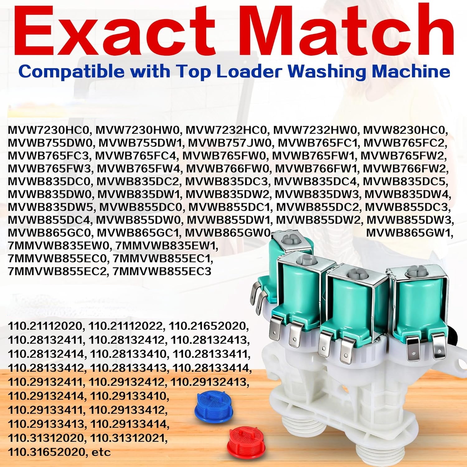 Upgraded W11165546 W11096267 Washer Water Inlet Valve Compatible with May-tag Whirl-pool Washer Parts, Replace WTW7500GC0 WTW8500DC2 WTW8500DR1 WTW7500GC2 WTW7500GW2 WTW8500DC0 WTW8500DR0