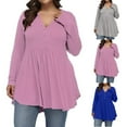 thumbnail image 5 of Summer Savings Clearance! Bxsruta Womens Tops Plus Size Zip Up V Neck Long Sleeve Color Block Stripe Print Casual Pullover Shirt Fall Winter Womens Tops Blouse Gifts for Women Lotus Pink 4XL, 5 of 6