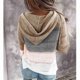 thumbnail image 2 of Suéter de punto con bloques de color y mangas largas para una comodidad diaria, talla M Sudadera con capucha rosa suave, 2 of 4