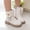 White, variant on Dpytoraw Children Fashionable Thick Soled Girls Mid Length Boots Comfortable Soft Soled Leather Short Boots Size 10-10.5 Years