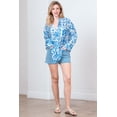 thumbnail image 3 of Women's Long Sleeve Oversized Voile Shirt with Chest Pocket Mosaic, Beach Fruit Print, 3 of 11