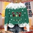 thumbnail image 2 of Feancey Women's Christmas Graphic Sweatshirt Novelty Snowflake Print Crewneck Pullover Tops Lightweight Long Sleeve Xmas Sweatshirts Army Green L, 2 of 6