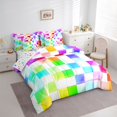 thumbnail image 3 of Homewish Colorful Plaid Grid 7-Piece Twin Bedding Sets For Boys Girls,Futuristic Cubes Bedding Comforter Set,Abstract Geometric Breathable Sheet Sets,Super Cozy Room Decor,Reversible, 3 of 8