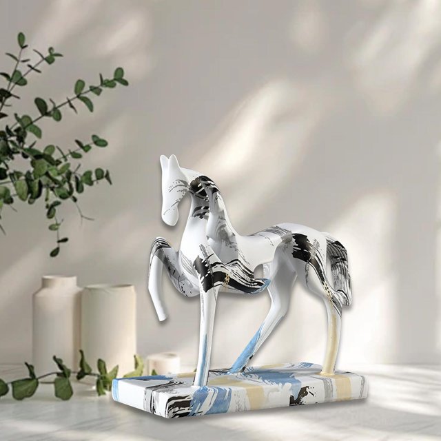 Estatua de caballo, escultura de resina, decoración de caballo para mesa, adorno artístico, decoración de escritorio de lujo, escultura de animal, dec Vistoso