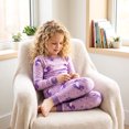 thumbnail image 4 of NIPAXO Girls Pajamas Set Long Sleeve Magical Unicorn Star Print Casual Sleepwear with Purple Trim for Toddler Little Girls, 4 of 8