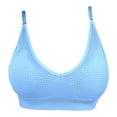 thumbnail image 3 of Alun Wirefree Seamless Comfort Bra for Women Soft Support Everyday Wear Lightly Lined T-Shirt Bra Fashion Texture Design Breathable Fabric and Back Sport Bralettes Light Blue XL, 3 of 5