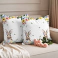 thumbnail image 2 of Easter Bunny Outdoor Waterproof Pillow Covers, Spring Watercolor Country Flower Leaf Plant Decorative Square Throw Pillowcase Sofa Cushion Sham for Patio/Couch/Chair, 20"x20" 2 Pack, 2 of 8