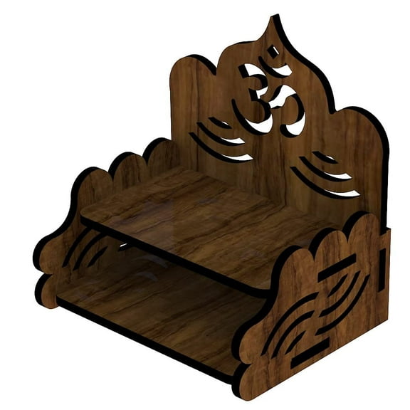 Accessorize Kingdom Wooden Mandir for Home Puja Ghar Small Temple Stand Wall Hanging Beautiful Design Brown Color Matte Finish Engineered Wood