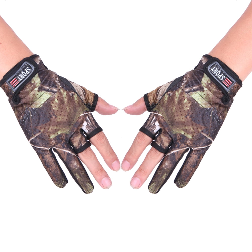 1 Pair Fishing Gloves Outdoor Fishing Protection Anti-slip 3/5 Cut Finger Glov 