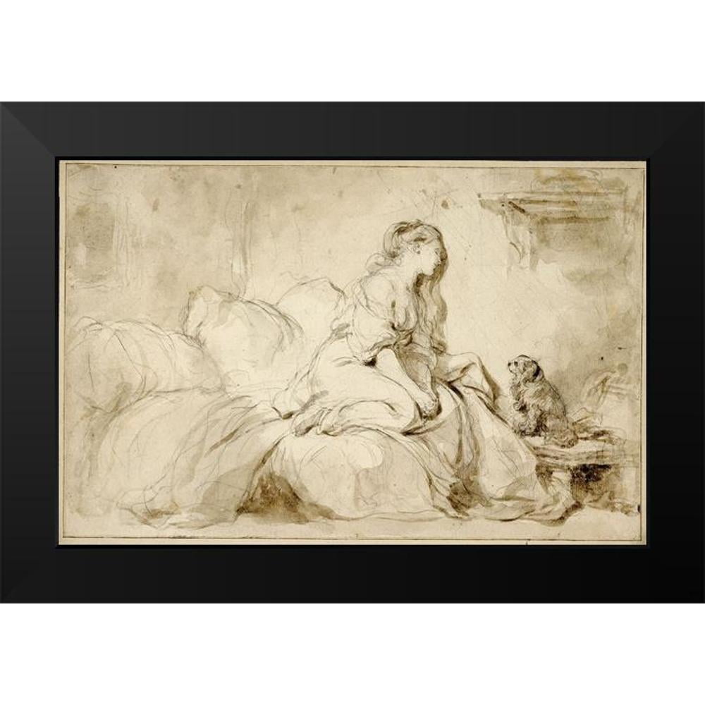 Fragonard, Jean-HonorÃ© 14x11 Black Modern Framed Museum Art Print Titled - Oh! If Only He Were as Faithful to Me