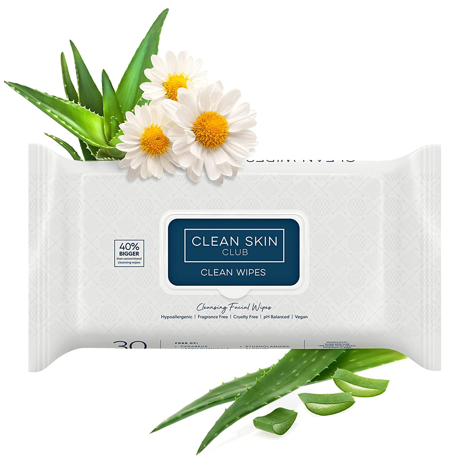 Clean Skin Club Premium Face Wipes Makeup Removing Towelettes, 30