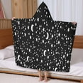 thumbnail image 5 of Black White Star Moon Pattern Hooded Bath Towel，60"x35" for Ages 3 To 12 Kids, Quick Dry Lightweight Soft Microfiber Hood Beach Towel Cover Up for Kids, 5 of 7