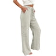 thumbnail image 6 of Nhthy Women's Solid Summer Drawstring Waist Cargo Pants Wide Leg Casual Loose Fit Trousers White L, 6 of 6