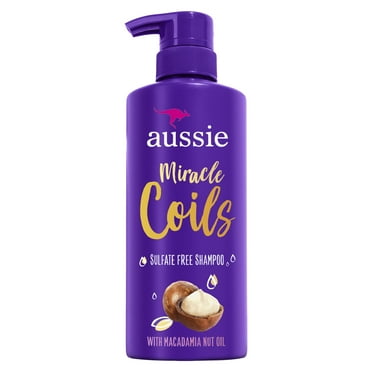 Aussie Miracle Coils Sulfate-Free Shampoo with Macadamia Nut Oil, Paraben Free, 16 fl oz