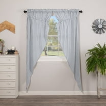 VHC Brands Sawyer Mill Ticking Striped Cotton Farmhouse Curtains Rod Pocket Drawstring Ties Prairie Panel Pair, Blue