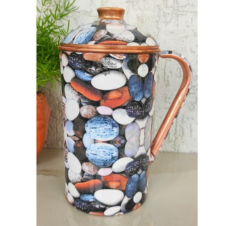 

Indian Art Villa Copper Pebbles Printed Jug Multi-Colored Drinkware 67.6 oz